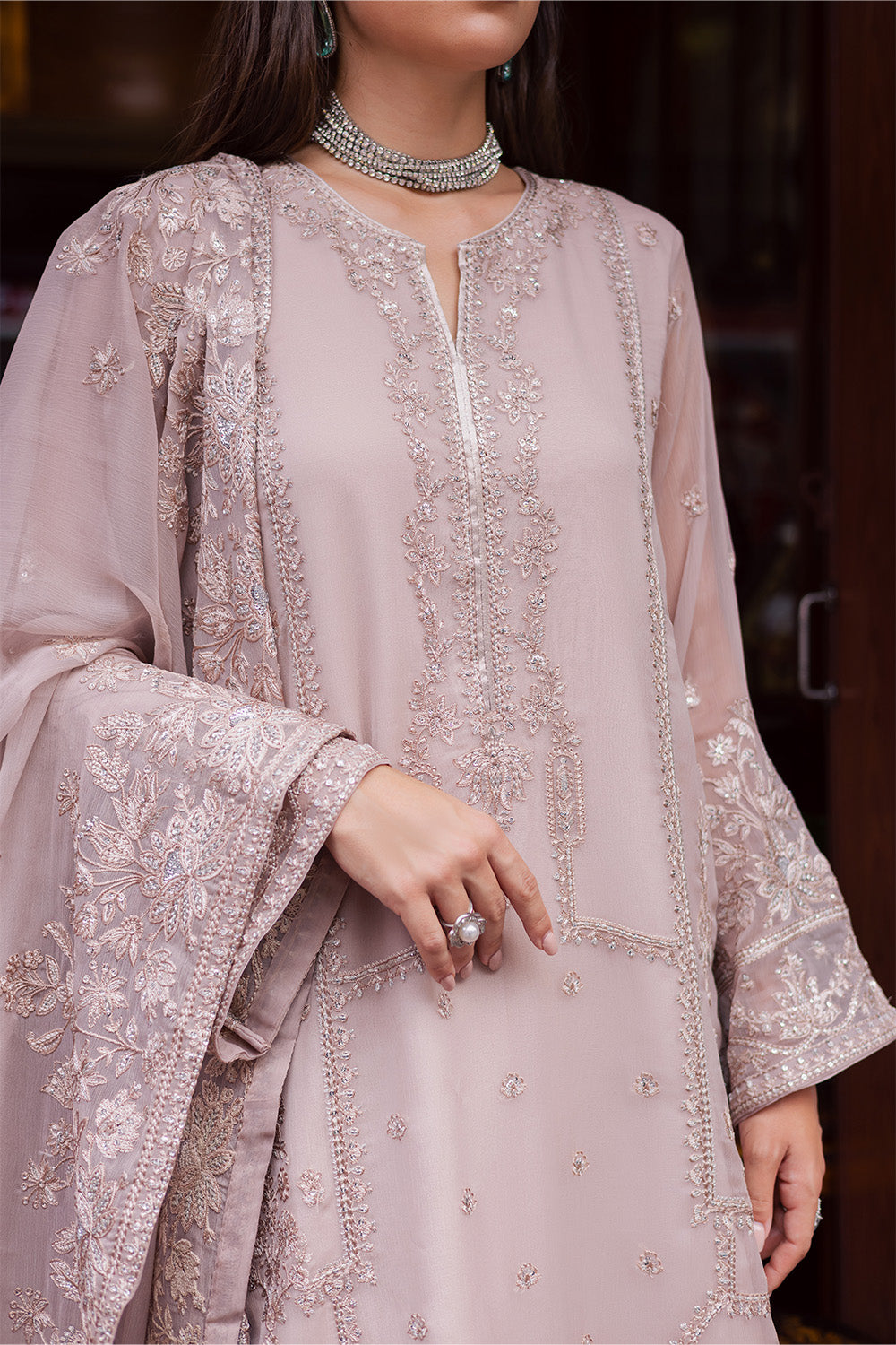 3 Piece Embroirdered Chiffon Adele - FW50070