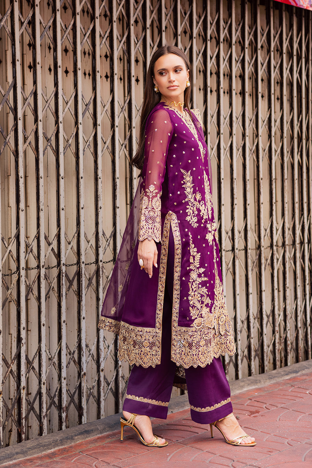 3 Piece Embroirdered Chiffon Elke - FW50066