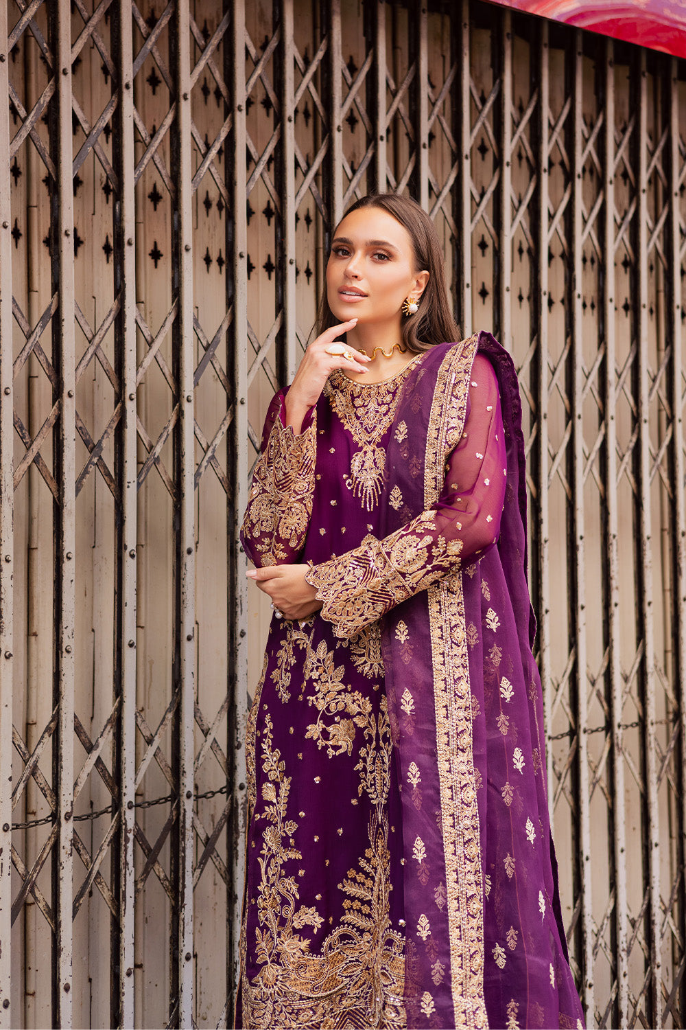 3 Piece Embroirdered Chiffon Elke - FW50066