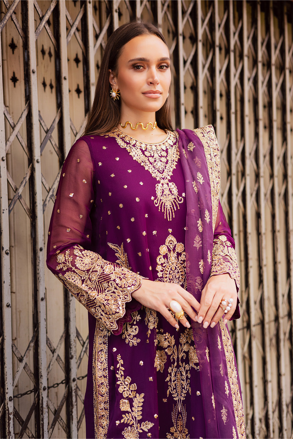 3 Piece Embroirdered Chiffon Elke - FW50066