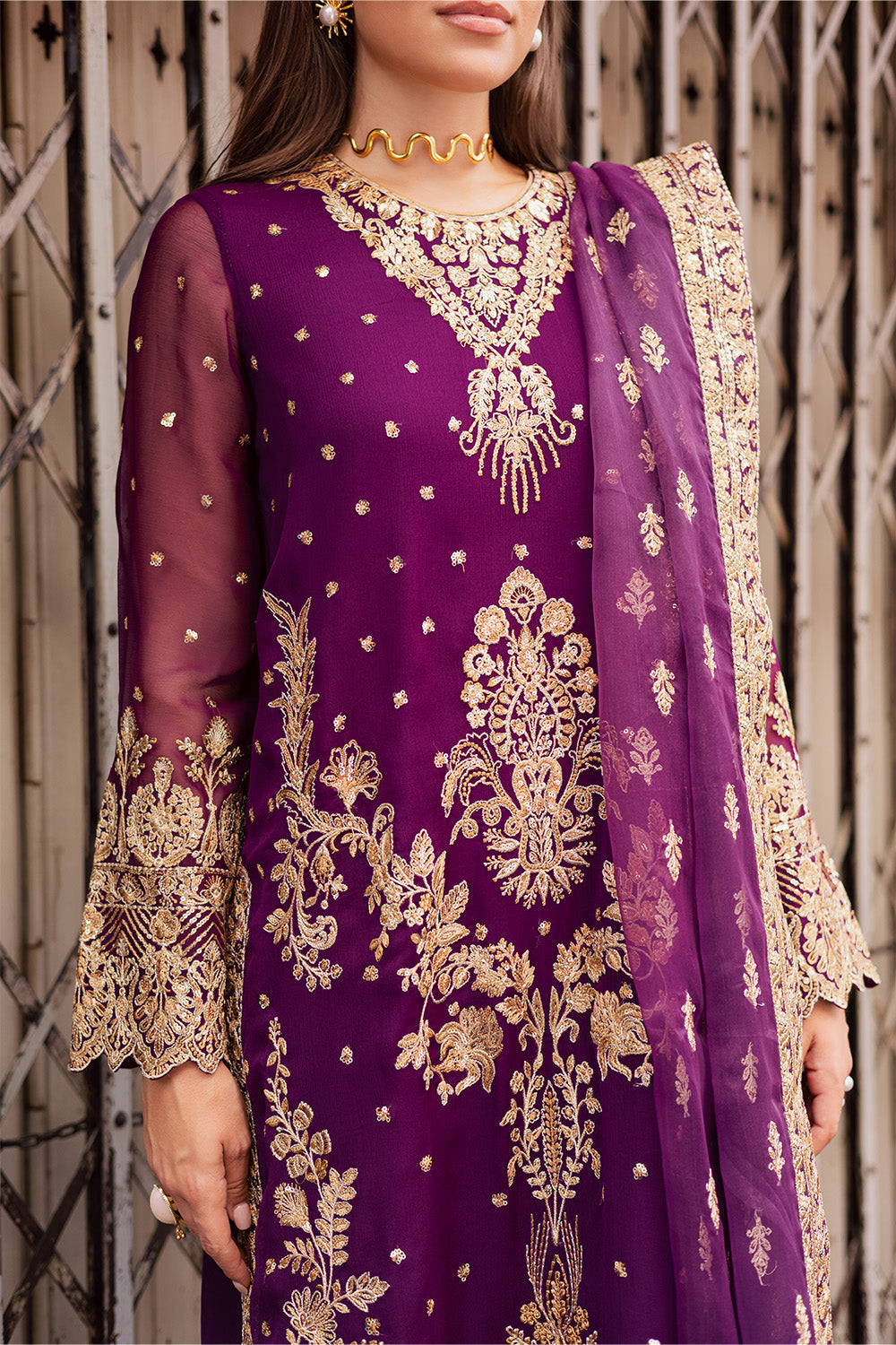 3 Piece Embroirdered Chiffon Elke - FW50066