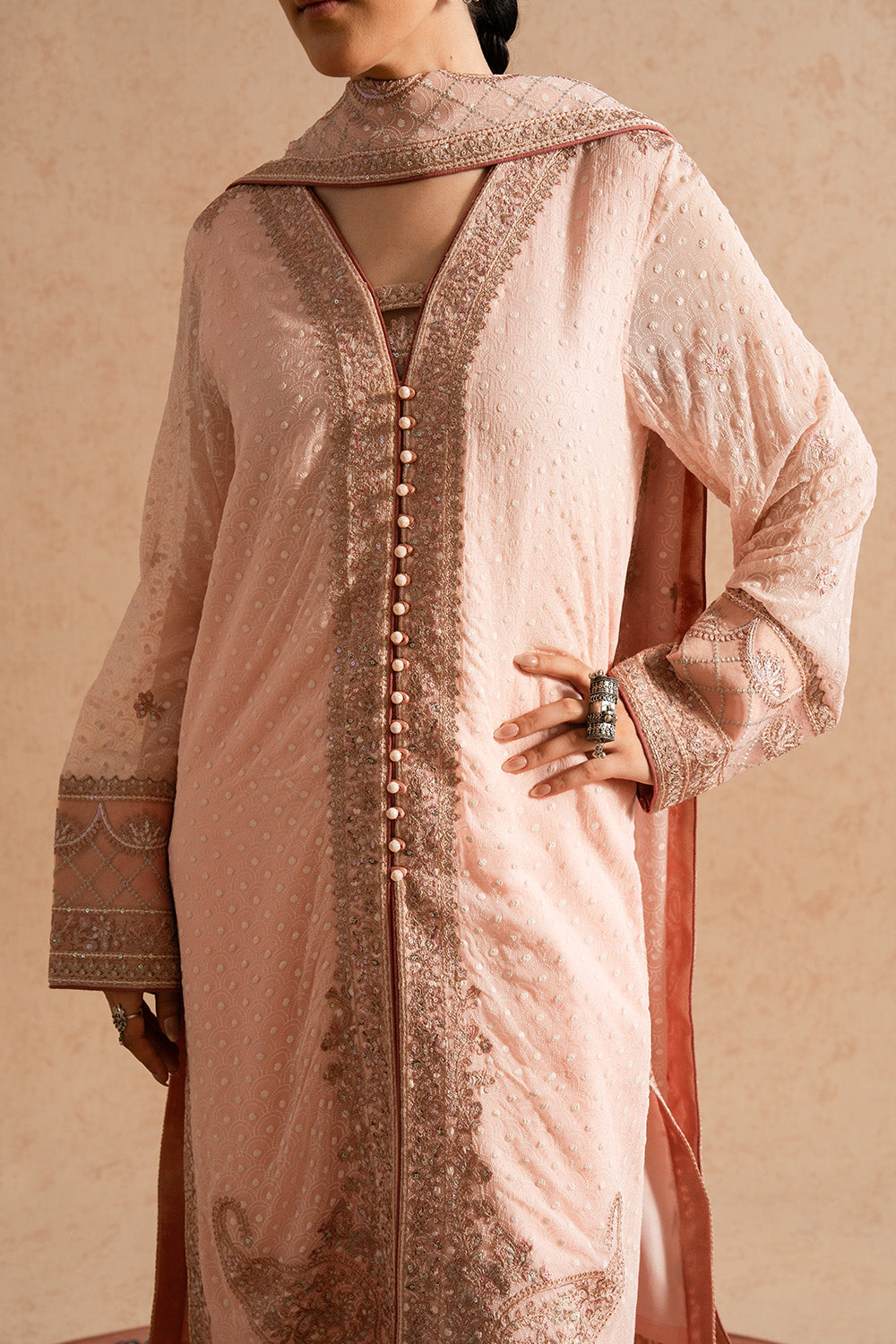3 Piece Embroirdered Chiffon NURAY - FSU5604