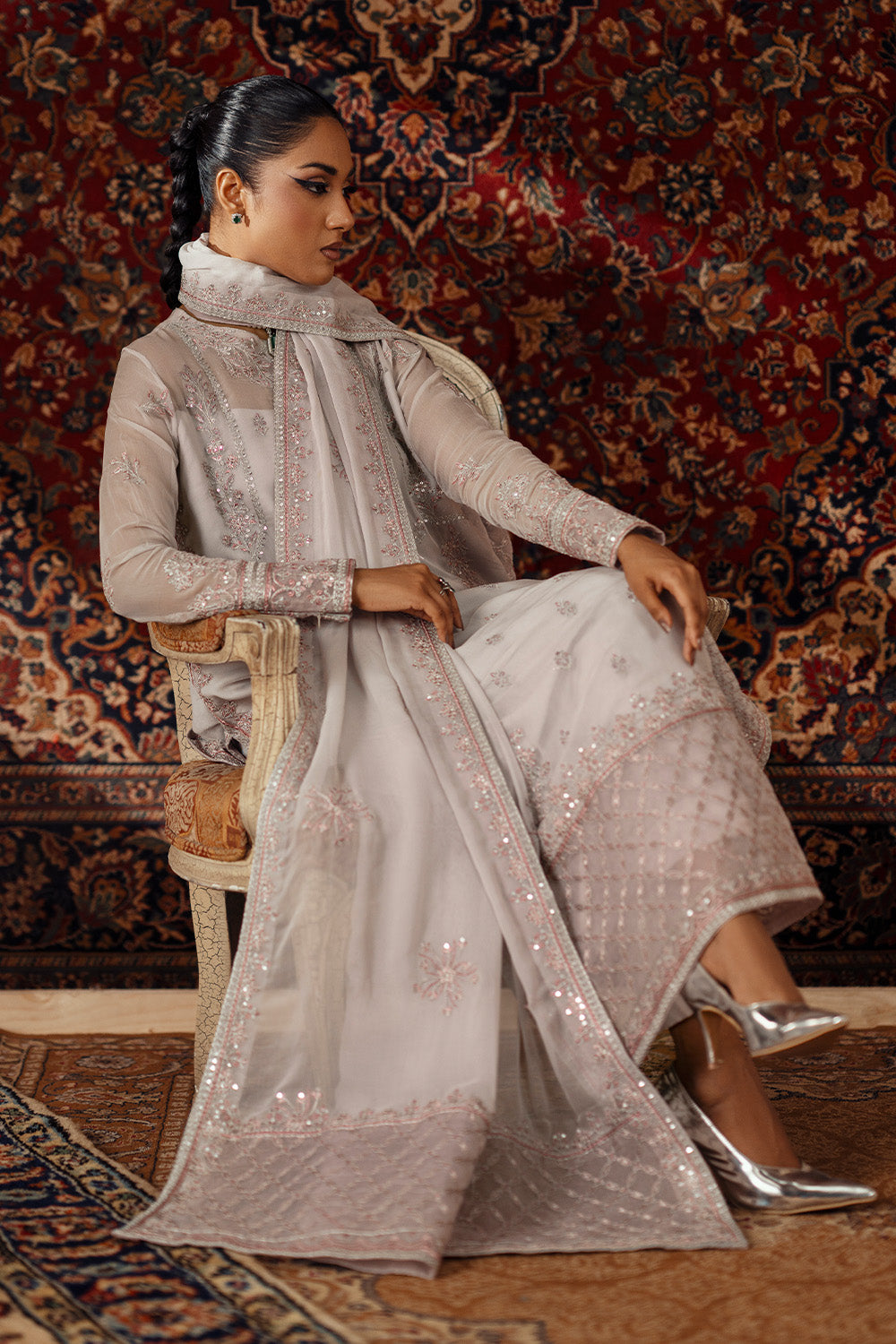 3 Piece Embroidered Chiffon ADAMA - FSU5631