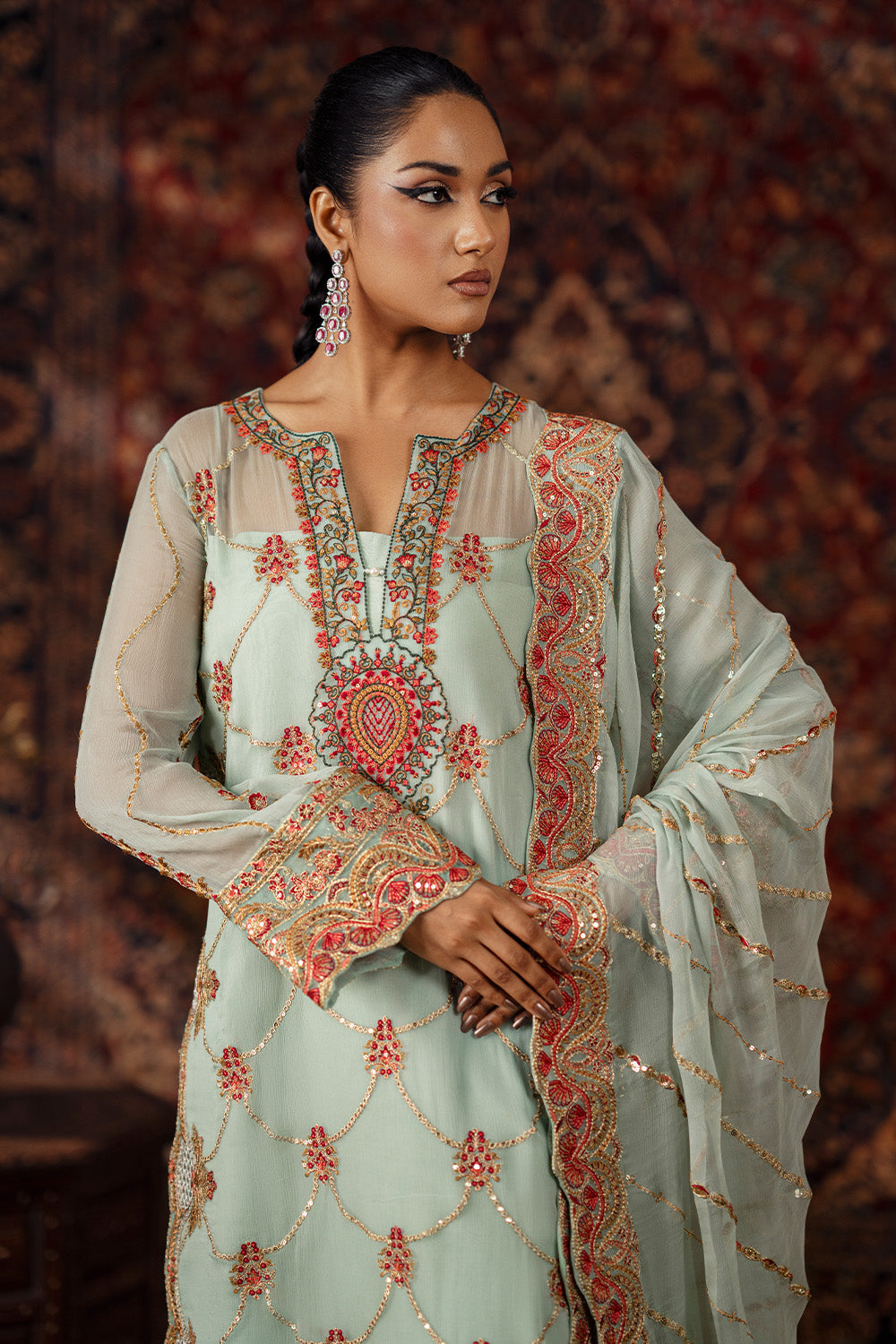 3 Piece Embroidered Chiffon AVITAL - FSU5638