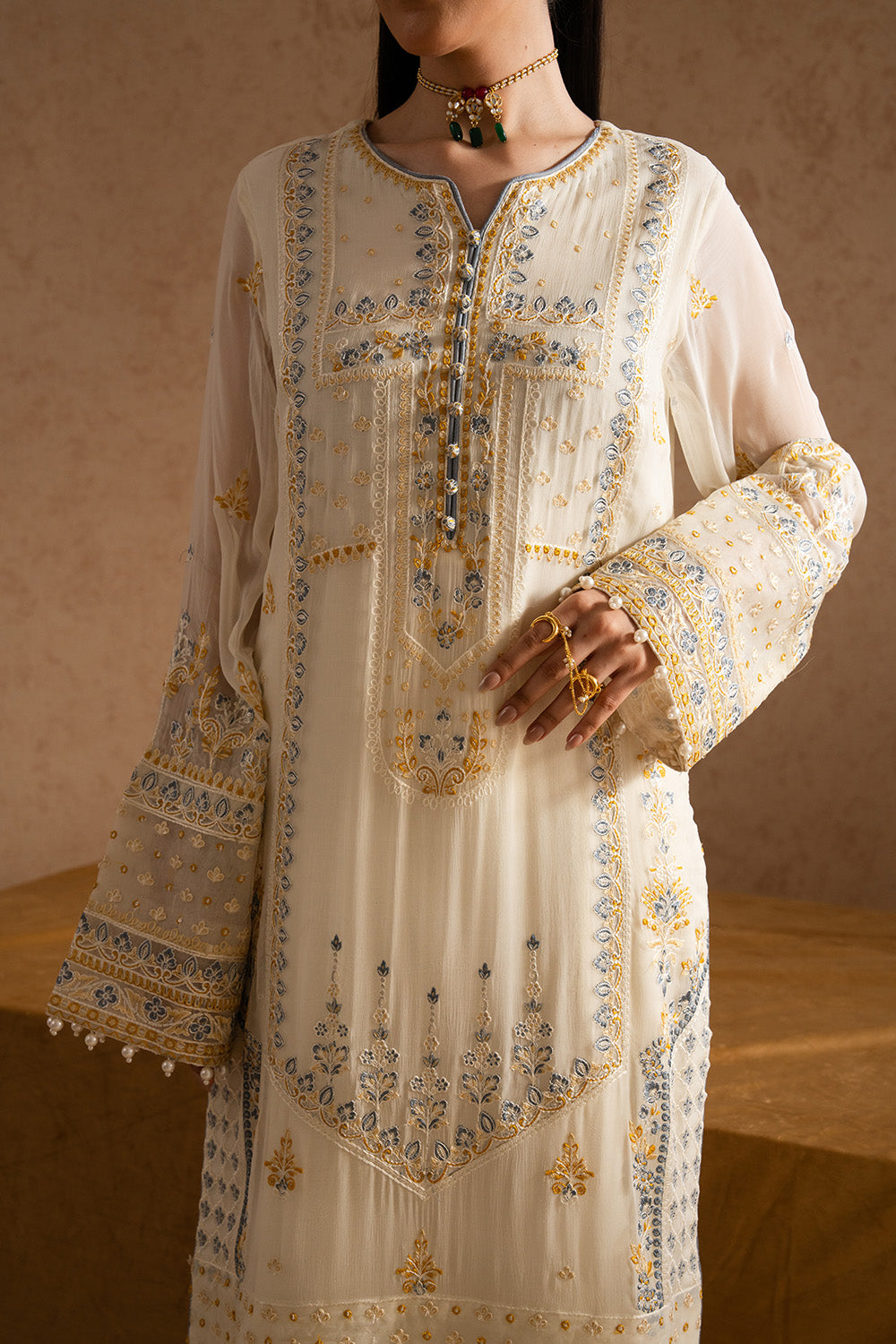3 Piece Embroirdered Chiffon MERYEM - FSU5601