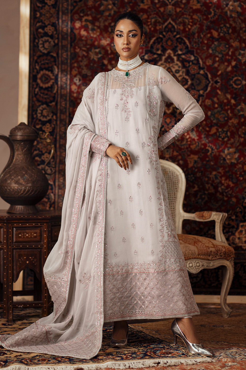 3 Piece Embroidered Chiffon ADAMA - FSU5631