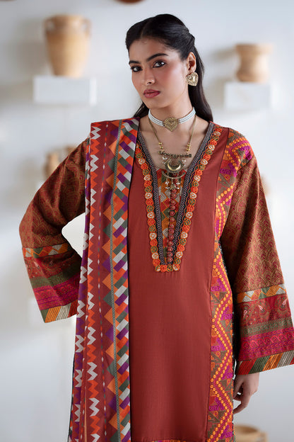 3 Piece Embroidered Khaddar BADRAI - FSU5673