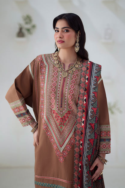 3 Piece Embroidered Khaddar GHUNCHA - FSU5674
