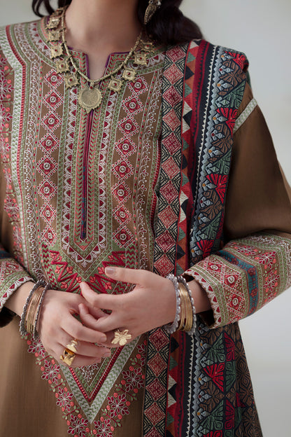 3 Piece Embroidered Khaddar GHUNCHA - FSU5674